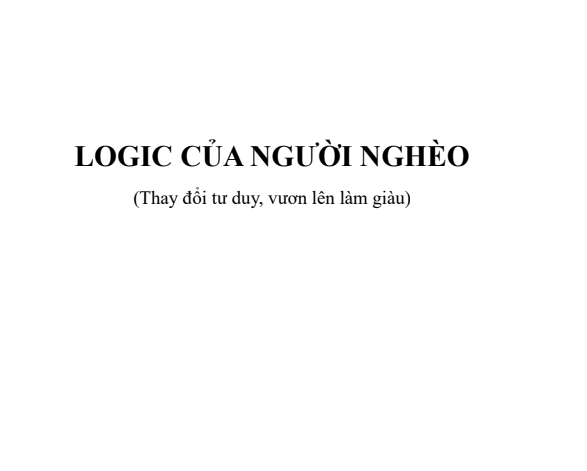 LOGIC CỦA NGƯỜI NGHÈO