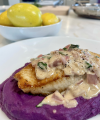 Seared Sea Bass with Purple Whipped Potatoes