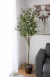 Povy 6ft (71”) Artificial Olive Tree Tall Fake Tree Potted with Planter Branches and Fruits, Suitable for Modern Living Room House Office Housewarming Party Home Indoor Deco