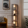 VTRIN Corner Shelf with Light Stand Floor Lamps Modern Home Decor, 5-Tier Display Cabinet Corner Bookshelf Sturdy Storage Stand Floor Lamp with Shelves for Living Room Bedroom Office Small Space