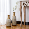 Floor Metal Vase Decorative Vintage Gold/White Metal Vase Set of 2 Rustic Distressed Finish Large Glazed Metal Vase for Home Decor