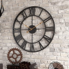 EURSON Large Wall Clocks 24inch Non-Ticking Silent Battery Operated Oversized Metal Round Roman Numerals Industrial Wall Clocks for Home Kitchen Living Room Office Decor…