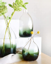 CONVIVA Glass Vase Set Room Decor Hand Blown Art Glass Flower vases Modern Green Decorative Floral Centerpieces Kitchen Island Dining Table Living Sunroom Office Tabletop Set of 3