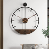 DAYDAYART Modern Wood Walnut Dial Wall Clock, Large Simple Wall Decor Metal Frame Silent Non Ticking Clock for Living Room Decor, Kitchen, Bedroom, Study Decoration, Handmade Home Gift Idea, 26.4in