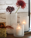ARIAMOTION Candle Holders for Pillar Glass Hurricane Cylinder Vases Coastal Room Decor Sandy Clear Table Decoration Centerpiece for Beach House Home Kitchen Living Dining11 8" 6" inch Set of 3