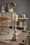 SOFE Vintage Resin 23 inch Tall Floor Candle Holders, Antique European Large Candle Holders Decor Wedding Garden, Handcrafted Rustic Candlestick Holders, White Pedestal Candle Stand Home Ornament
