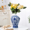 ZRLWIVE Blue and White Ceramic Vase for Flowers Chinoiserie Floor Tall Large Shelf Decor Accents Living Room Porcelain Modern Rustic Big Table Fireplace Farmhouse Dining Objects Rose Long Ginger Jar
