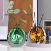 Scizorito Crystal Vase, Modern Decorative Vase, Minimalist Floral Vase, Light Luxury Style for Home Decor, Centerpiece, Office, Pampas Grass, Dried Flowers, Flowers and Buds (Amber)