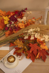 MISSPIN 9Pcs Fall Decor Artificial Flowers Orchid Maple Leaves Stems Set Fall Stems Faux Reed Maple Leaves for Wedding Bouquet Table Centerpieces Autumn Thanksgiving Decor Autumn