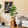 Ferrgoal Artificial Fiddle Leaf Fig Plants 30 Inch Fake Ficus Lyrata Tree With 21 Leaves in Pot and Woven Seagrass Belly Basket Perfect Faux Plant for Home Indoor Outdoor Office Modern Decor Green 2Pc