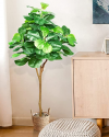 Kayfia Fake Tree Fiddle Leaf Fig Tree 50in/4ft Ficus Lyrata Faux Plants Indoor with 70 Leaves Faux Tree in Black Nursery Pot Artificial Plants for Home Office Decoration