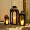 NEEDOMO 3Pack Outdoor Lanterns for Patio, 25" Large Black Flameless Candle Holders Decorative for Garden, Metal Frame with Glass, Vintage Farmhouse Front Porch Decor, Pathway, Balcony, Yard Decor