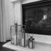 allgala 3-PC Set Jumbo Luxury Modern Indoor/Outdoor Hurricane Candle Lantern Set with Chrome Plated Structure and Tempered Glass-Cuboid Silver-HD88012