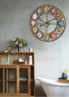 24” Metal Number Large Wall Clock, Mute Creative Vintage Silent Wall Art Clock Industrial Gear Clock, Indoor Silent Non Ticking Large Round Decorative Clock for Living Room, Kitchen, Home, Loft
