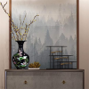 Meightai 9.45'' China Style Decorative Vase, Classic Ceramic Vases for Art Home Decoration, Chinese Retro Porcelain Ceramic Vase with Base, Beauty Lotus Flower Painting, Black