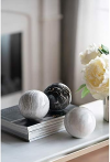 A&B Home Tan Marble Balls Set of 3 - Home Decor Beige Marble Orbs, Decorative Orbs for Tabletop Decor, Flat Base for Non - Rolling Decor Sphere, 3 Piece Set for Centerpiece Bowl, 4" x 4" x 4"