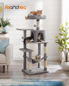 Feandrea 143 cm high scratching post Multilevel cat house with 4 scratching posts 2 platforms Hammock Cave Light Grey PCT161W01