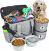 Top Dog Pet Gear Grey Dog Travel Bag for Supplies - Includes Travel Bag, Travel Dog Bowls, Food Storge