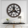 THCISL Oversized Metal Wall Clock, 27 Inch Wall Clock Vintage 3D Roman Numerals for Living Room Decor, Bedroom,Kitchen,Large Wall Clock Battery Powered Silent Clock- Black