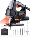 6.7 Amp 800W Jigsaw, ENGiNDOT (800-3000 SPM) Jig Saw with 6 Variable Speed, Laser & LED, 4 Orbital Sets, 6 Blades
