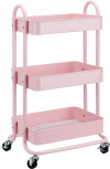 Roll over image to zoom in        Amazon Basics 3-Tier Rolling Utility or Kitchen Cart - Dusty Pink