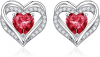 Iefil Heart Stud Earrings for Women Teen Girls, S925 Sterling Silver Birthstone Heart Stud Earrings Anniversary Valentines Day Gifts for Her Mothers Day Christmas Birthday Gifts for Women Jewelry
