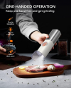 [Upgraded Design]Gravity Electric Salt and Pepper Grinder Set, 𝐔𝐩𝐠𝐫𝐚𝐝𝐞𝐝 Large Capacity, USB Rechargeable Automatic One Hand Operated, Adjustable Coarseness, LED Light, Stain Steel Off-white
