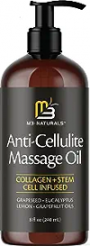 Anti Cellulite Massage Oil Infused with Collagen and Stem Cell Skin Tightening Cellulite Cream Moisturizing Body Bust Bum Cellulite Scar Cleansing Essential Oil Instant Absorption by M3 Naturals