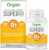 Vitamin D3 5,000IU (125mcg) for Immune Support, Bone Health, and Mood Support - Orgain Super D3 Supplement with Organic Olive Oil for Better Absorption - 240 Softgels, 8 Month Supply