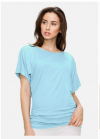 Buy Made By Johnny Women's Solid Short Sleeve Boat Neck V Neck Dolman Top with Side Shirring