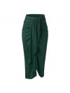 SheIn Women's Casual Slit Wrap Asymmetrical Elastic High Waist Maxi Draped Skirt