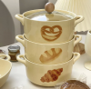Dailyhome Korean Ceramic Soup Noodle Bowl with Double Handle Porcelain Baking Dish