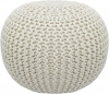 Cotton Craft-Hand Knitted Cable Style Dori Pouf Ivory