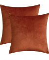 Rythome Set of 2 Comfortable Velvet Throw Pillow Cases Burnt Orange