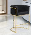 Iconic Home Finley Counter Stool Chair Velvet Upholstered Black and Gold