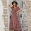 Buy PRETTYGARDEN Women's Summer Wrap Maxi Dress Casual Boho Floral V Neck Short Sleeve Ruffle Hem Split Beach Long Dresses