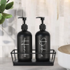 Hand and Dish Soap Dispenser Set with Wood Tray,