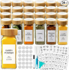 AISIPRIN 24 Pcs Glass Spice Jars with Bamboo Airtight Lids and 398 Labels