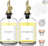 WASHEE Glass Oil Dispenser Bottle for Kitchen - 12.7 oz with Spouts