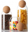 NUTRIUPS Storage Glass Jar with Ball Cork Lid, 3Pcs Glass