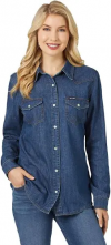 Buy Wrangler Women's Retro Long Sleeve Western Denim Snap Shirt