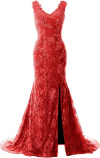 Buy MACloth Women Mermaid Long Wedding Dresses V Neck Lace Evening Prom Gown