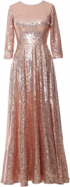 Buy MACloth Mother of Bride Long Dresses 3/4 Sleeves Sequin Evening Gown Wedding