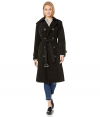 Buy London Fog Women's Single Breasted Long Trench Coat with Epaulettes and Belt, Black, Medium