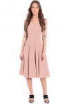 Buy Donna Morgan Women's Stretch Crepe Elbow Sleeve V-Neck Fit and Flare Midi Dress