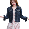 Buy Flygo Women's Denim Trucker Jacket Distressed Beaded Pearls Button Down Jean Coat