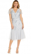 Buy Adrianna Papell Women's Short Sleeve Beaded Midi Dress