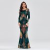 Buy Womens Tulle Mermaid Sequin Long Sleeve Evening Dress Formal Prom Gowns