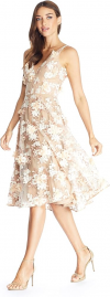 Buy Dress the Population womens Elisa Sleeveless Plunge Neckline Fit and Flare Midi Dress