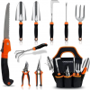 Best Garden Tool Set,10 PCS Stainless Steel Heavy Duty Tool Set with Soft Rubberized Non-Slip Ergonomic Handle, Storage, Tote Bag. Ideal Gifts for Women and Men. On discount for $36.99